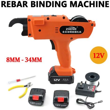 Automatische Bindemaschine 8-34mm Rebar Stahlbeton Drahtbindemaschine mit 2 Akku + 1 Bindedrahtrollen