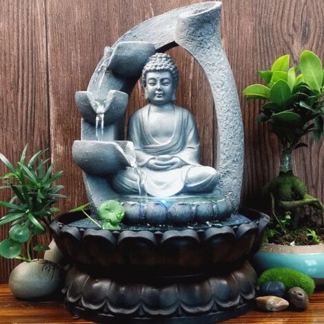 Zimmerbrunnen Buddha Wasserfall Springbrunnen Gartenbrunnen Buddhabrunnen mit LED Licht (1/5)