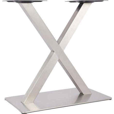 Tischbeine Metall Tischgestell Tischkufen X-Form Tischfuß Silber Edelstahl Untergestell Höhe 72cm (X-Form 72cm)