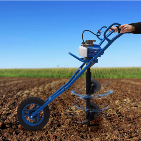 63CC 2-Takt 3 PS Erdbohrer Benzin Rammgerät 11 Zoll Erdbohrer, Schubkarren Erdbohrer für Bauernhof Garten, Erdbohrer, Landwirtschaft Forstwirtschaft