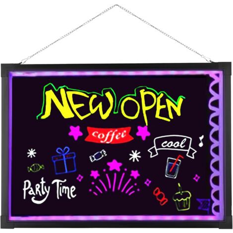 LED Schreibtafel Zeichenbrett Bildschirm 50cm x 70cm Leuchtende Werbetafel Mit Fernbedienung 8 Neon Stifte DIY-Design Leuchttafel Für Café Bar Restaurant Hochzeit Schreibtafel Kinder (1/5)