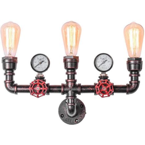 Water Pipe Wandleuchter Wasserleitung Vintage Retro Wandlampe Nostalgische Wandleuchte Industrie Wind Kreative 3/4 Rustikal Wandbeleuchtung Restaurant Bar Cafe Wand Lampe