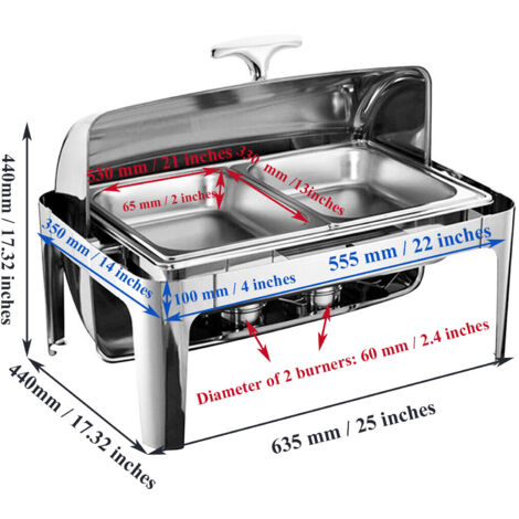 Produktbild von Silber Warmhaltebehälter 9L | Chafing Dish Mit Rolldeckel | Edelstahl Buffet-Set Für Partys & Events