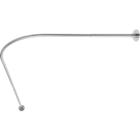 Duschvorhangstange L Form Duschvorhang Winkelstange 70-95x105-165cm einstellbare Duschstange für Badezimmer Badewanne (Silber)