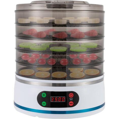 Dörrautomat 350W, 5 Etagen Dörrgerät mit Temperaturregler 35-70 ℃ und 72h Timer Geräuscharm, Trockner für Gemüse Obst Fleisch Blumen (1/5)