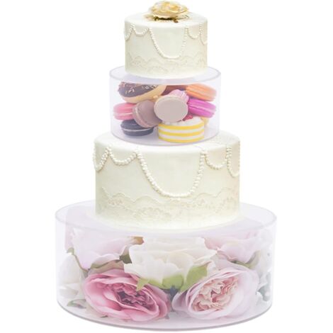 4 Etagere Tortenständer Befüllbar aus Verdicktes Acryl, Multifunktional Klar Tortentrenner Rund Tortenplatte Set, Acryl-Kuchen-Display-Board Torten Zwischenbox für Hochzeit, Geburtstag, Party (1/5)