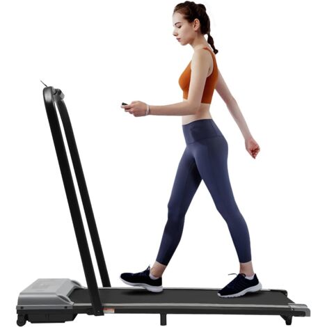 2 in 1 Faltbares Laufband, 3.0HP Unter dem Schreibtisch elektrisches Laufband mit Fernbedienung und LED-Anzeige, bis 100kg belastbar Walking Jogging für Home Office