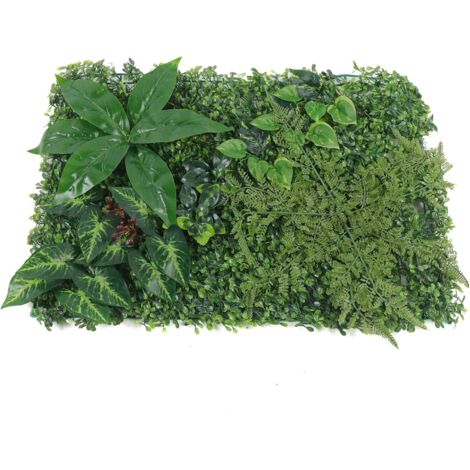 12 Stück künstliche Pflanzenwand, künstliche Buchsbaum-Heckenplatte, grüner Efeublattzaun, gefälschter Blätterschirm für den Innen- und Außenbereich, Garten, 60 x 40 cm