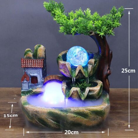 Tisch Wasserfallbrunnen Mit Beleuchtung  Harz Zimmerbrunnen 28x20x15cm  Faller Brunnen