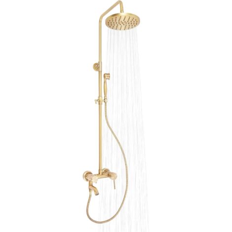 Retro Duschsystem, Antik Messing Duscharmatur Set mit Regendusche Höhenverstellbar Duschkopf Handbrause Duschset Kupfer Badezimmer Bronze Antik Dusch Armatur Vintage Messing