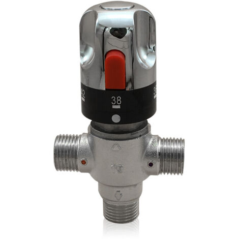 Brauchwassermischer Mischventil Caleffi 20-55 °C 1/2" Außengewinde Verbrühschutz, 3-Wege Brauchwassermischer Ventil Thermostatischer Kalt/Warmwasser 10bar