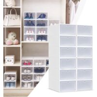 SanBouSi 20 Stück Schuhboxen Transparent - Stapelbare Aufbewahrung 33x23x14cm