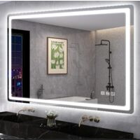 Miroir Lumineux de Salle de Bain, Bluetooth/ Désembuage/ 3 Couleur/ Dimmable, IP44 Blanc Miroir Salle de Bain Led 100x70 cm, S' bagno