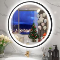 Miroir lumineux de salle de bain 60 cm – Éclairage LED dimmable – Désembuage intégré – IP44 – Aluminium noir – Températures de couleur 3000K/4000K/6500K