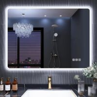 Miroir lumineux de salle de bain 80x60 cm – Bluetooth – Désembuage – 3 couleurs – Dimmable – IP44 – Argenté sans cuivre