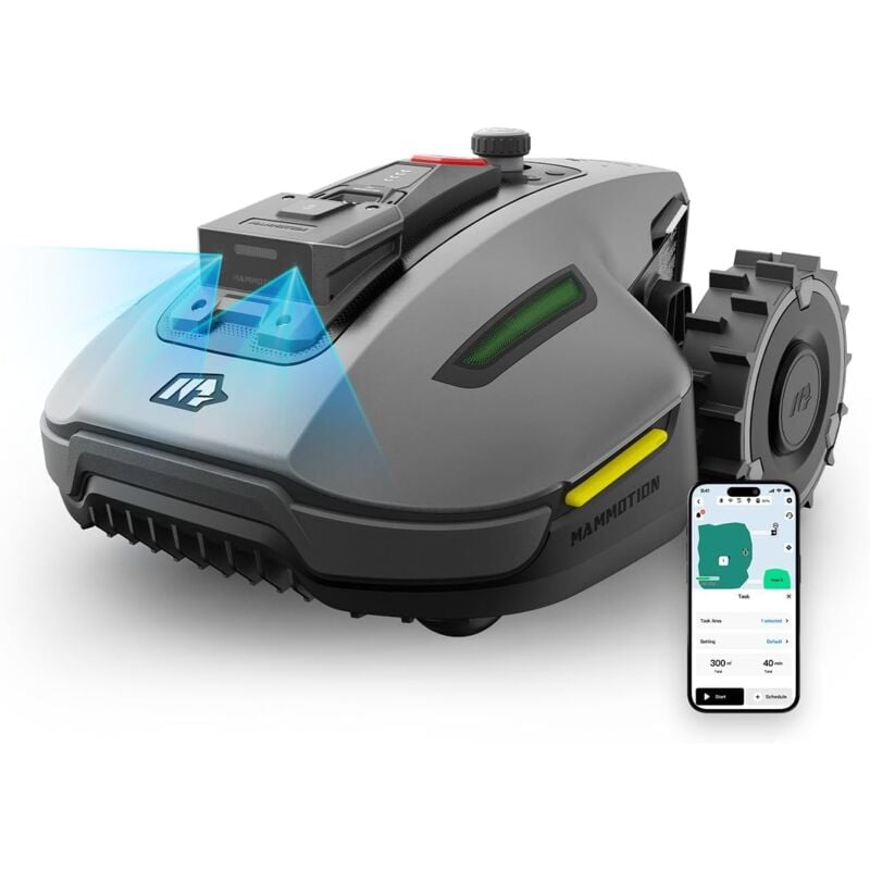 Mammotion YUKA Mini 800, Tondeuse Robot, NetRTK+Vision, Aucune Antenne RTK Requise, Recommandé 800 m², Max. 1200 m², Pente à 50%, Cartographie Automatique, Coupe 20-60 mm H, avec Module 4G