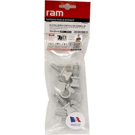 10 colliers chevilles RAMCLIP gris pour tube nu Ø12 à 16 - RAM (1/3)