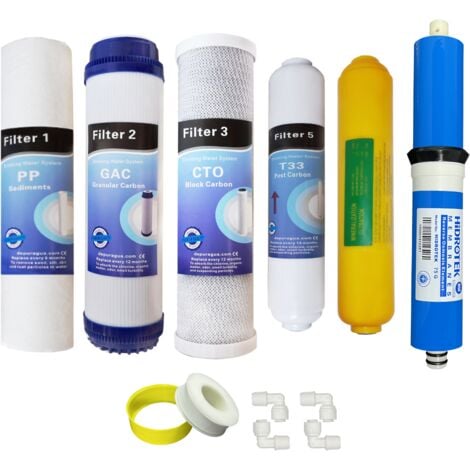 Pompa Filtro Kit Ricambio Filtro Osmosi Inversa 5 Stadi &ndash; Membrana Da 100 GPD, Per Sistema Max Water Ricambio Completo Sistema Depurazione