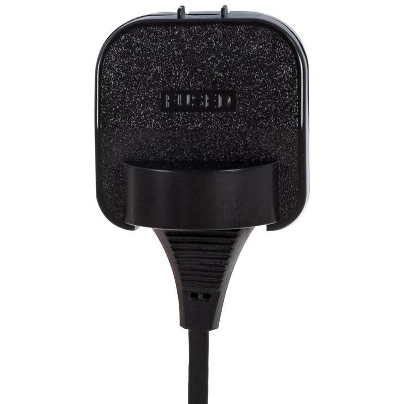 Adapterstecker Typ E (EU) Breiter Kopf mit geradem Kabel auf Stecker Typ G  (UK) Schwarz41 mm