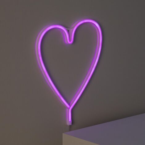 Neon LED Heart mit Batterie RosaAA - LR620 mm