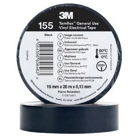 Isolierband Temflex 165 PVC 19mm x 20m 3M 7100184800 Schwarz