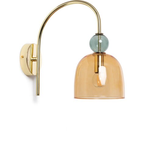 Wandleuchte Metall und Glas Baudelaire Bernstein / Grün