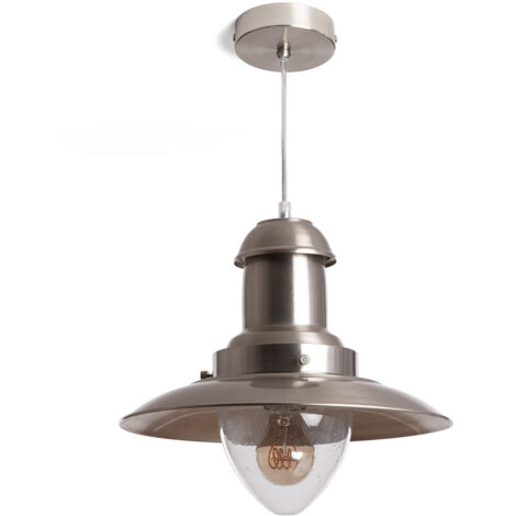 Pendelleuchte aus satiniertem Nickel Fisherman Nickel