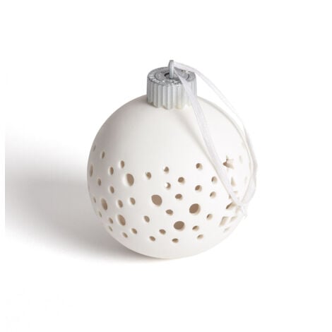 LED-Weihnachtskugel Porzellan mit Batterie Estella Weiß
