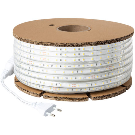 LED-Streifenrolle Dimmbar 220V SMD 60 LED/m 50m 5W/m 500lm/m Breite 12mm Schnitt 100cm IP65 Warmweiß