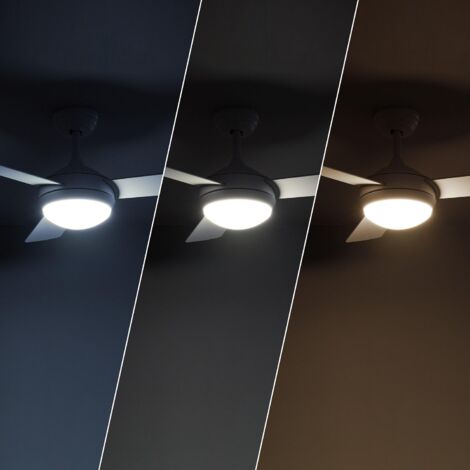 Deckenventilator Lautlos Navy 107cm DC-Motor für Außen Weiß Mit Licht