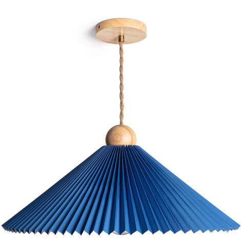 Pendelleuchte Holz und Stoff Luanda Dunkles Blau (1/5)