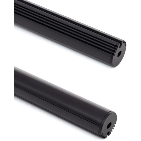Aluminiumprofil Hängend Rund für LED Streifen bis 11 mm Schwarz 2 m Schwarz transluzent