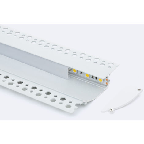 Aluminiumprofil Einbau in Gips/Pladur 2m für LED Streifen bis 12mm Weiß 2 m Weiß transluzent