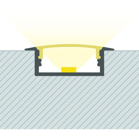 Aluminiumprofil Einbau mit durchgehender Abdeckung für doppelte LED Streifen bis 18 mm Aluminium 2 m Weiß transluzent