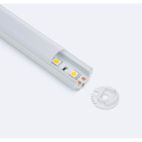 Aluminiumprofil Rund Hängend und für Oberfläche 2 für LED Streifen bis 11mm Weiß 2 m Weiß transluzent