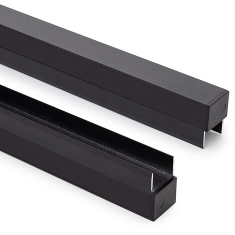 Aluminiumprofil Regal für LED Streifen bis 12 mm mit durchgehender Abdeckung Schwarz 2 m Schwarz transluzent