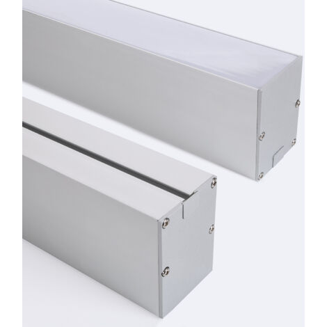Aluminiumprofil Sixe Oberfläche und Aufhängung mit durchgehender Abdeckung für LED Streifen bis 22mm Aluminium 2 m Weiß transluzent (1/4)