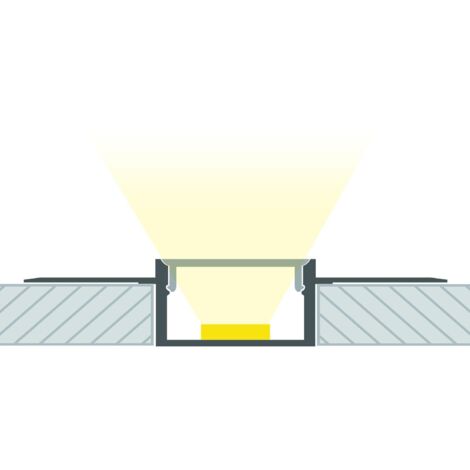 Aluminiumprofil mit durchgehender Abdeckung in Gips/Pladur für doppelte LED Streifen bis 20 mm Aluminium 2 m Weiß transluzent