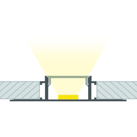 Aluminiumprofil Integrierung in Gips/Pladur mit durchgehender Abdeckung für LED Streifen bis 20 mm Aluminium 2 m Weiß transluzent