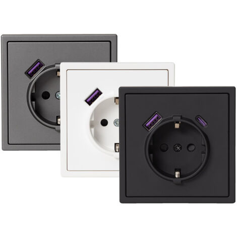 Schuko Steckdose Typ F mit USB Anschluss Luxe 990 Schwarz