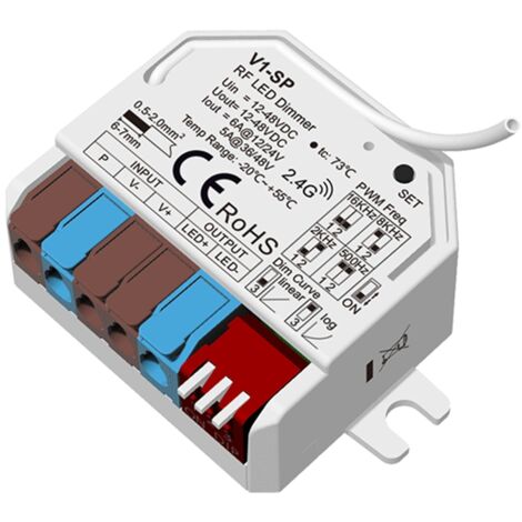 Dimmer LED-Streifen Einfarbig 12-24-48V SKYDANCE V1-SP Kompatibel mit Taster und RF-Fernbedienung Weiß