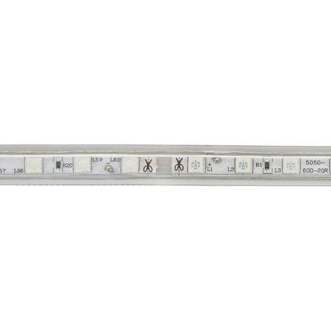 LED-Streifen Dimmbar 220V AC 60 LED/m Rot IP65 nach Mass Breite 14mm  Schnitt alle 100cm 120º 1m