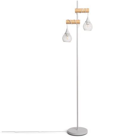 Stehlampe Aluminium und Holz Monah Weiß