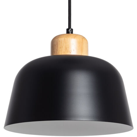 Pendelleuchte aus Metall und Holz Wawak Schwarz