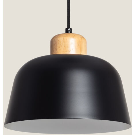 Pendelleuchte aus Metall und Holz Wawak Schwarz
