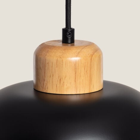 Pendelleuchte aus Metall und Holz Wawak Schwarz