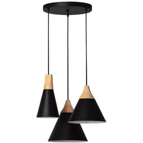 Pendelleuchte Metall und Holz Dustin Schwarz