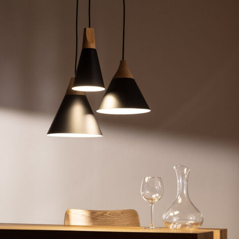 Pendelleuchte Metall und Holz Dustin Schwarz