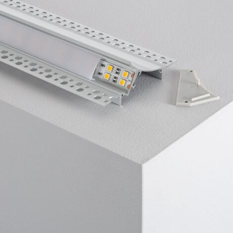 Aluminiumprofil Einbau mit Durchgehender Abdeckung für LED-Streifen bis  12mm - Ledkia