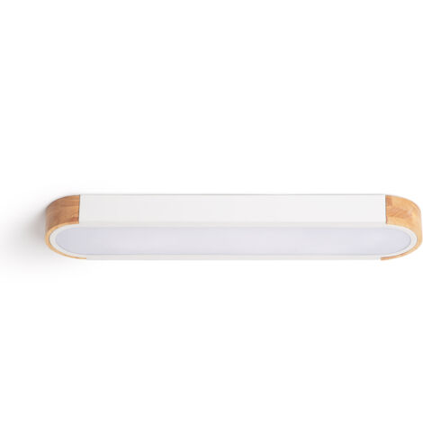 LED-Deckenleuchte 18W Holz und Metall 140x650 mm CCT Wählbar Dari Lang Weiß